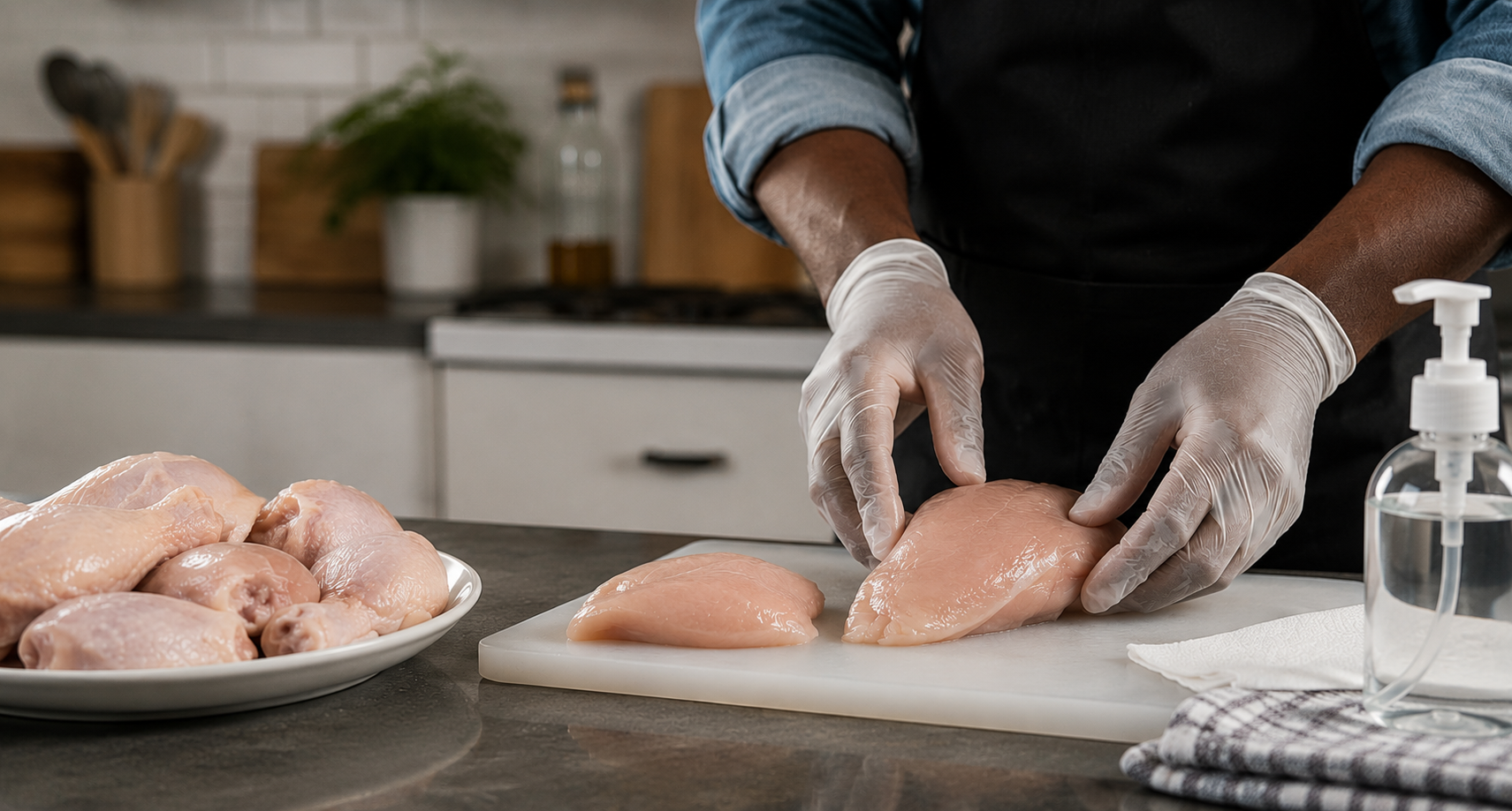 Food safety precautions when handling raw chicken for pets